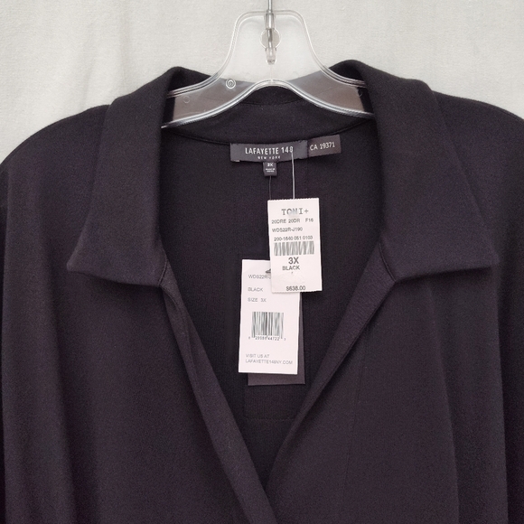 New Lafayette 148 little black shirt dress Toni plus size 3x mini work short - Picture 3 of 16